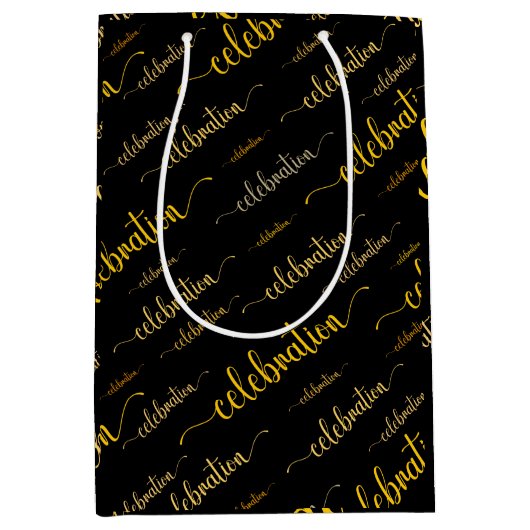 Feiern in Goldtönen Mittlere Geschenktüte (Vorderseite)