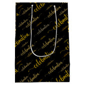 Feiern in Goldtönen Mittlere Geschenktüte (Rückseite)