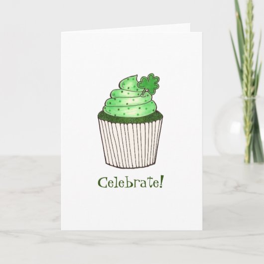 Feiern Kleeblatt Cupcake Sweet St. Patrick's Day Karte (Vorderseite)