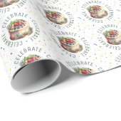 Feiern, Kuchen und Confetti Geschenkpapier (Rolleneckpunkt)