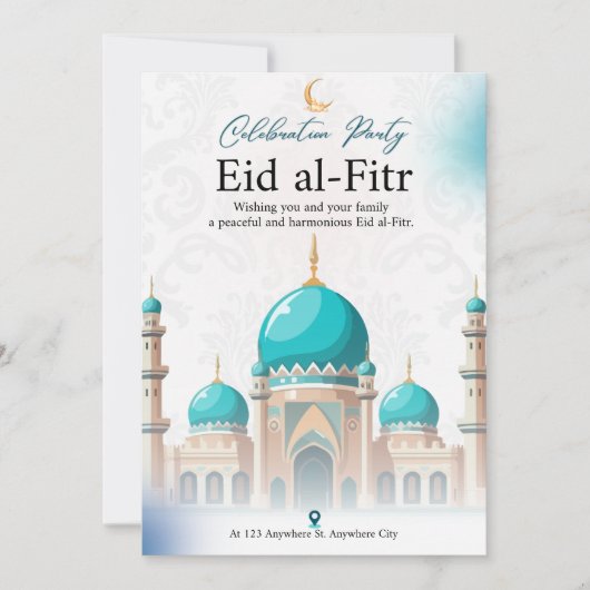 Feiern mit Elegance: Weiß und Grün Minimalistisch Feiertagskarte (Vorderseite)