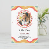 Feiern mit Groovy Retro Graduation Einladungen (Stehend Vorderseite)