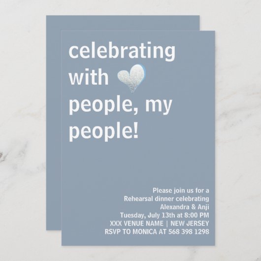 Feiern mit Menschen meine Leute Probe Abendessen Einladung (Vorne/Hinten)