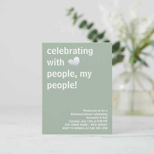 Feiern mit Menschen meine Leute Probe Abendessen Postkarte (Stehend Vorderseite)