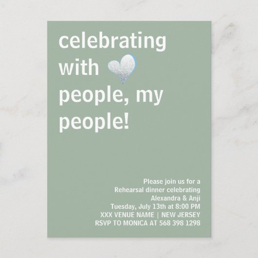 Feiern mit Menschen meine Leute Probe Abendessen Postkarte (Vorderseite)