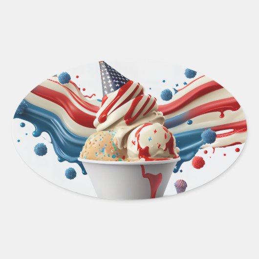 Feiern mit Red White Blue Ovaler Aufkleber (Vorderseite)