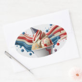 Feiern mit Red White Blue Ovaler Aufkleber (Umschlag)