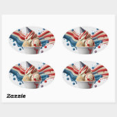 Feiern mit Red White Blue Ovaler Aufkleber (Blatt)