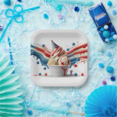 Feiern mit Red White Blue Pappteller (Party)