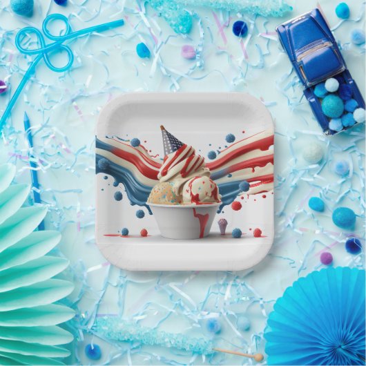 Feiern mit Red White Blue Pappteller (Party)