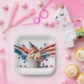 Feiern mit Red White Blue Pappteller (Party)