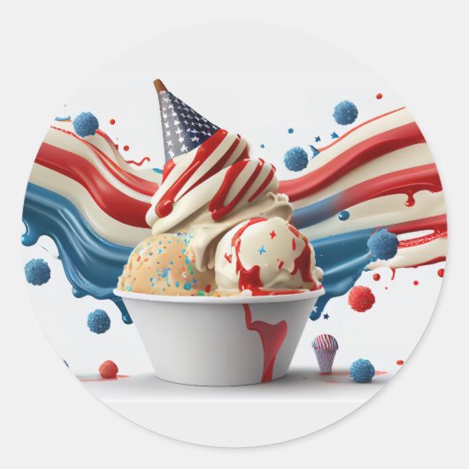 Feiern mit Red White Blue Runder Aufkleber (Vorderseite)