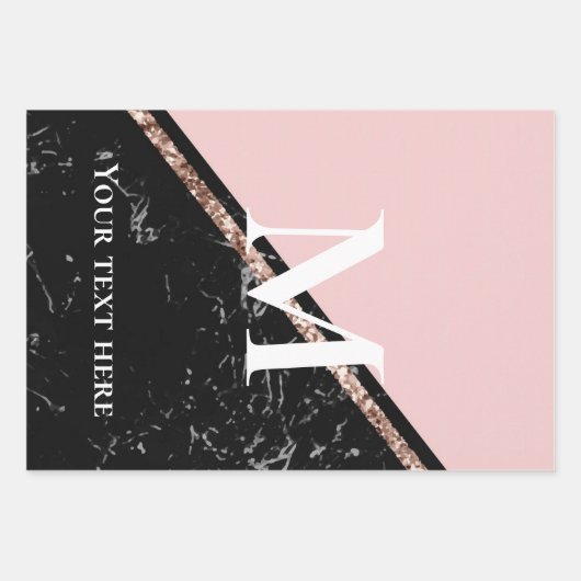 Feiern mit rosa und schwarzem Marmor Geschenkpapier Set (Vorderseite 2)