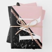 Feiern mit rosa und schwarzem Marmor Geschenkpapier Set (Beispiel)