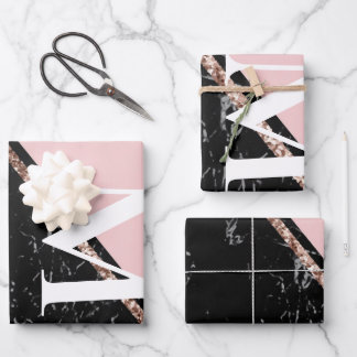 Feiern mit rosa und schwarzem Marmor Geschenkpapier Set