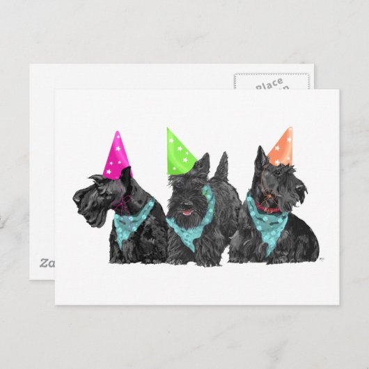 Feiern mit Schotten in Party Hats Postkarte (Vorne/Hinten)