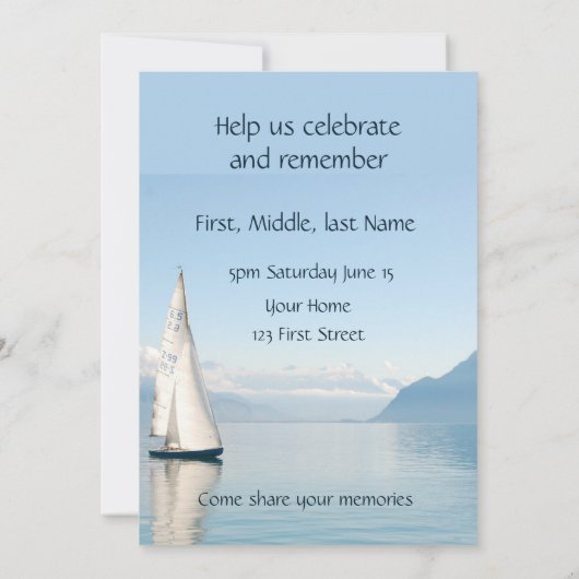 Feiern mit Segelschiff Einladung (Rückseite)