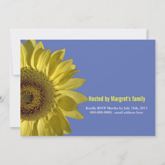 Feiern mit Sonnenblumen, Abschluss. Einladung (Rückseite)
