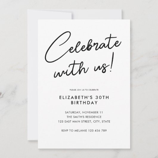 Feiern mit uns 30. Geburtstag Party Einladung (Vorderseite)