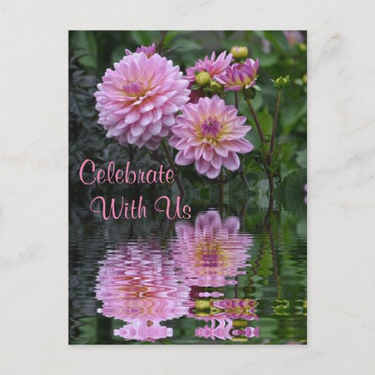 "Feiern mit uns" Dahlia Einladung (Vorderseite)