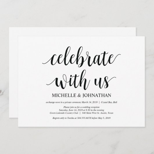 Feiern mit uns Einladungen zum Hochzeitstag (Vorne/Hinten)