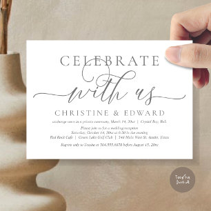 Feiern mit uns, Elopement Party, Zeitlos Grau Einladung