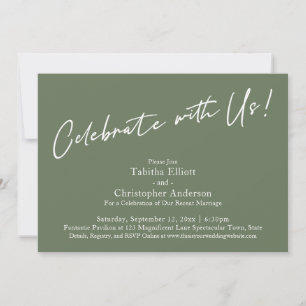 Feiern mit uns Handwriting Simple Olive Green Einladung