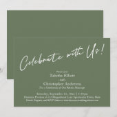 Feiern mit uns Handwriting Simple Olive Green Einladung (Vorne/Hinten)