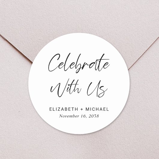 Feiern mit uns Hochzeit Runder Aufkleber