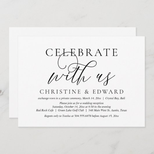 Feiern mit uns, Hochzeitsfeier Party Einladung (Vorne/Hinten)