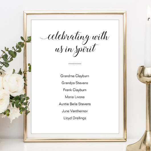 Feiern mit uns im Geiste mit Namen bei Hochzeiten Poster