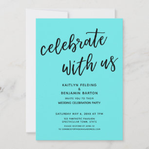 "Feiern mit uns" Moderne Aqua Wedding Party Einladung