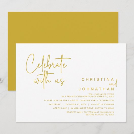 Feiern mit uns, Post Wedding Elopement Party I Einladung (Vorne/Hinten)