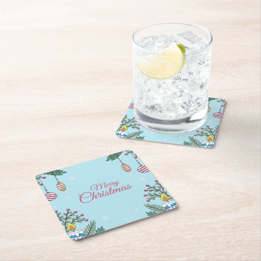 Feiern mit uns rechteckiger pappuntersetzer (Vor Ort)