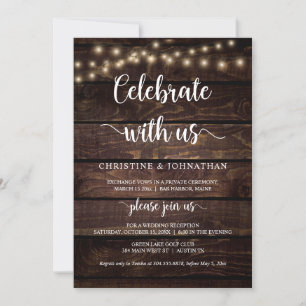 Feiern mit uns, Rustic Elopement Party Invitati Einladung