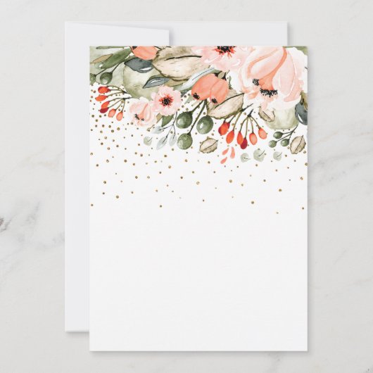 Feiern mit US Blush Floral Imitate Gold Confetti Einladung (Rückseite)