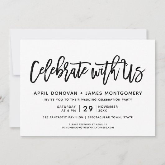 Feiern mit US Brush Typografy Wedding Einladung (Vorderseite)