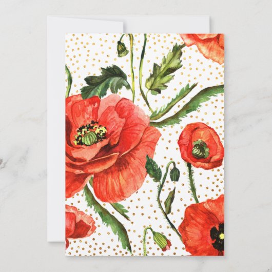 Feiern mit US-Empfang Poppies Gold Confetti Einladung (Rückseite)