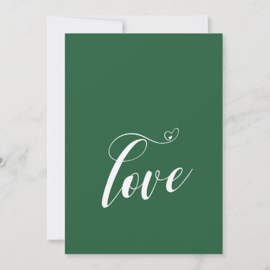 Feiern mit US Hearts Script Green Empfang Einladung (Rückseite)