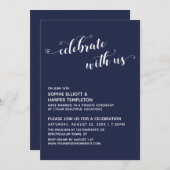 Feiern mit US Hearts Script Navy Empfang Einladung (Vorne/Hinten)