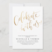 Feiern mit US Script Gold Moderne einfach Einladung (Vorderseite)