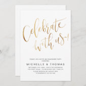 Feiern mit US Script Gold Moderne einfach Einladung (Vorne/Hinten)