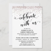 Feiern mit US Script Rose Gold Confetti Einladung (Vorderseite)