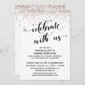 Feiern mit US Script Rose Gold Confetti Einladung (Vorne/Hinten)