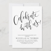 Feiern mit US Script Schwarz-weiß Modern Simple Einladung (Vorderseite)