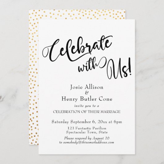 Feiern mit US Wedding Reception Gold Confetti Einladung (Vorne/Hinten)