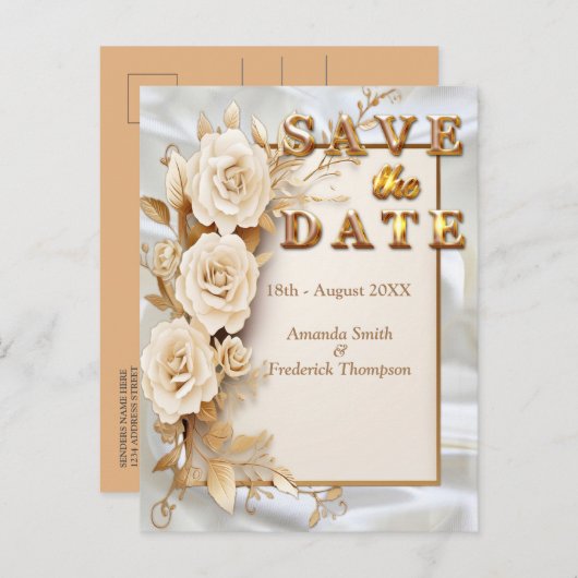 Feiern mit weißen Blume rund um Seide Ankündigungspostkarte (Vorne/Hinten)