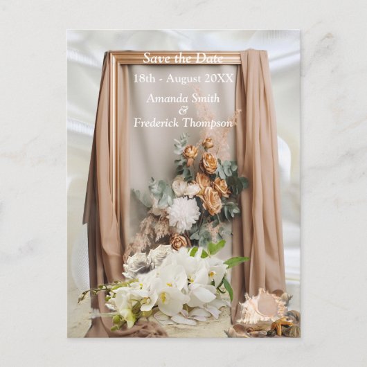 Feiern mit weißen Blume rund um Seide Ankündigungspostkarte (Vorderseite)