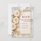 Feiern mit weißen Blume und Perlen auf Seide RSVP Karte (Vorderseite)