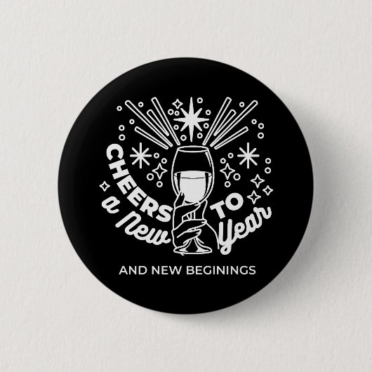 Feiern Neuer Anfang Weinglas Illustration Button (Vorderseite)